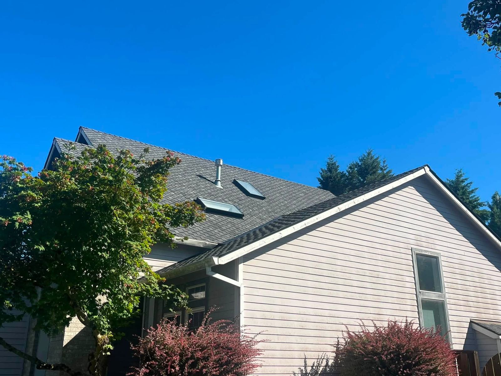 Finished roof on a two-story home